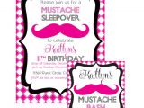 Printable Mustache Birthday Invitations Mustache Sleepover Birthday Bash Printable Party