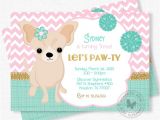 Puppy Party Invites Puppy Party Invitation Dog Birthday Invitation Chihuahua