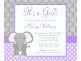 Purple and Gray Baby Shower Invitations Purple Gray Elephant Polka Dot Girl Baby Shower Invitation