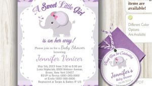 Purple and Grey Baby Shower Invitations Grey Purple Elephant Invitation Baby Shower Printable Diy for