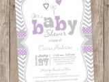 Purple and Grey Baby Shower Invitations Lavender Purple and Grey Baby Shower Invitation Chevron