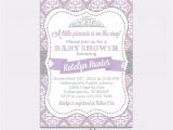 Purple and Silver Baby Shower Invitations Princess Baby Shower Invitation Purple Damask Silver Glitter