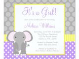 Purple and Yellow Baby Shower Invitations Purple Gray Yellow Elephant Girl Baby Shower Invitation