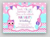 Purple Owl First Birthday Invitations Pink Purple Turquoise Owl Invitation Girls Owl Birthday