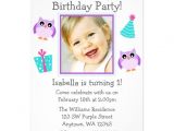 Purple Owl First Birthday Invitations Purple Owl Party 1st Birthday Girl 5×7 Paper
