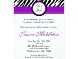 Purple Zebra Print Baby Shower Invitations 5×7 Roya Purple Zebra Print Baby Shower Invitation