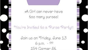 Purse Party Invitations Purple Handbag Purse Party Invitations
