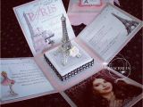Quinceanera Box Invitations Paris themed Exploding Box Invitations with Eiffel tower