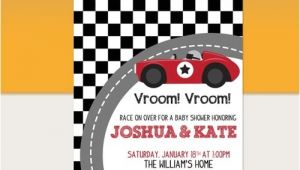 Race Car Baby Shower Invitations Vintage Red Racing Car Baby Shower Invitation Printable
