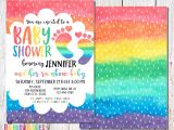 Rainbow themed Baby Shower Invitations Rainbow Baby Announcement Ideas • Glitter N Spice