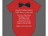 Red Black and White Baby Shower Invitations Red and Black Pinstripe Baby Shower 5 25" Square
