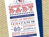 Red White and Blue 1st Birthday Invitations July 4th First Birthday Invitation Red White and Blue Yankee