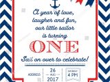 Red White and Blue 1st Birthday Invitations Nautical Sailor theme Printable First Birthday Stock