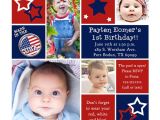 Red White and Blue 1st Birthday Invitations Starry Twin Birthday Invitations Patriotic Red White