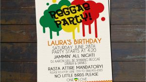 Reggae themed Party Invitations Reggae Party Birthday Invitation