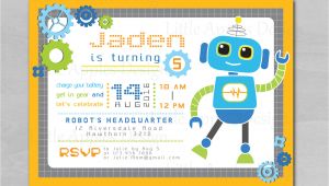 Robot Birthday Invitation Template Robot Invitation Robot Birthday Invitation Robot
