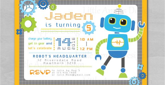 Robot Birthday Invitation Template Robot Invitation Robot Birthday Invitation Robot