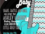 Rock and Roll Baby Shower Invitations Rock and Roll Baby Shower Invitation Teal Silver Mimi S