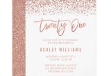 Rose Gold Birthday Invitation Template Modern Rose Gold Faux Glitter 21st Birthday Invitation