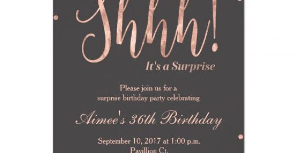 Rose Gold Birthday Invitation Template Rose Gold Surprise Birthday Party Invitation Zazzle Com