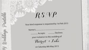 Rsvp Wedding Invitation Template Wedding Rsvp Template Download Diy Silver Gray Antique