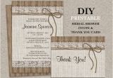 Rustic Bridal Shower Invitations with Matching Recipe Cards Rustic Bridal Shower Invitation Set with Thank You Card Diy