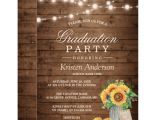 Rustic Party Invitation Template Rustic Sunflowers String Lights Graduation Party