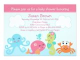 Sea Life Baby Shower Invitations Under the Sea Life Girl Baby Shower Invitation