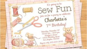 Sewing Party Invitations Sewing Birthday Party Invitation 5×7 Printable File