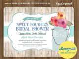 Southern Bridal Shower Invitations southern Bridal Shower Invitation with Mason Jar Bouquet