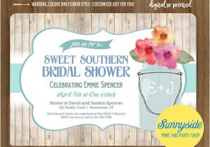 Southern Bridal Shower Invitations southern Bridal Shower Invitation with Mason Jar Bouquet