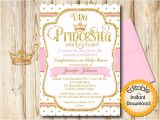 Spanish Baby Shower Invitations Templates Spanish Royal Princess Baby Shower Invitation Girl Pink and