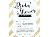 Sparkly Bridal Shower Invitations Gold Glitter Stripes Bridal Shower Invitation