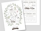 Stock Vector – Wedding Invitation Template 14 Wedding Invitation Template with Map Royalty Free Vector