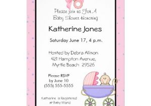 Stroller Baby Shower Invitations Pink Stroller Baby Shower Invitations 5" X 7" Invitation