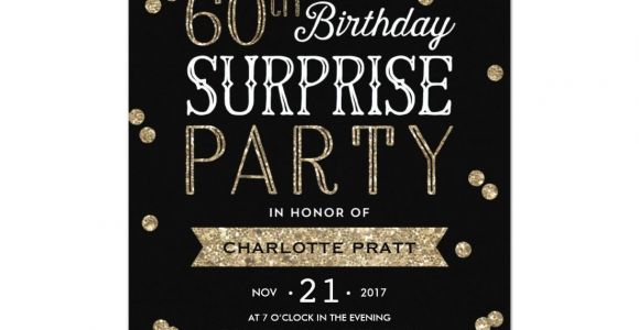 Surprise 60th Birthday Invitation Wording Ideas 60th Glitter Confetti Surprise Party Invitation Surprise