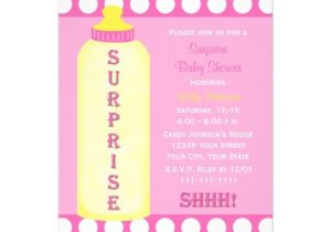 Surprise Baby Shower Invites Surprise Baby Shower Invitation Pink Baby Bottle 5" X 7