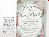 Team Party Invitation Template Birthday Tea Party Invitation Template Vintage Rose Tea