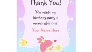 Thank You Letter for Invitation to Birthday Party Thank You Note Mermaid theme Birthday Party Custom