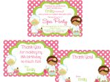 Thank You Party Invitation Template Girls Spa Party Invitation and Thank You Notes