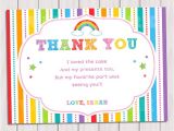 Thank You Party Invitation Template Items Similar to Rainbow Thank You Card Rainbow