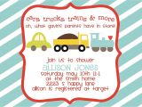 Train themed Baby Shower Invitations Baby Shower Invitation Cars Trucks Trains