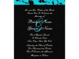 Turquoise Black and White Wedding Invitations Black and Turquoise Floral Wedding Invitation Zazzle