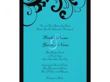 Turquoise Black and White Wedding Invitations Black Turquoise Swirls Frame Wedding Invitation Zazzle