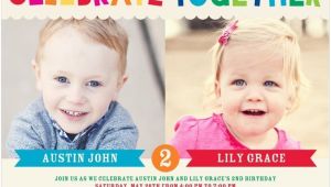 Twin Girl Birthday Party Invitations Twins Bday Invites Tiny Prints Mixed Gender Celebrate