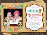 Twin Girl Birthday Party Invitations Twins Birthday Invitation Luau Party Hawaiian by Puggyprints