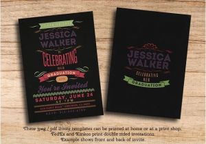 Two Sided Graduation Party Invitations Graduation Party Vintage Chalkboard Double Sided Printable