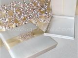 Unique Luxury Wedding Invitations Adorned with Embellishments Luxury Ivory Silk Wedding Box with Large Crystal Brooch