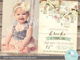 Vintage 1st Birthday Party Invitations Rustic Birthday Invitation Bird Cage Birdcage Birthday