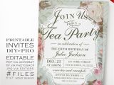 Vintage Party Invitation Template Birthday Tea Party Invitation Template Vintage Rose Tea